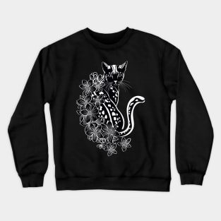 Cat Flower Tattoo Crewneck Sweatshirt